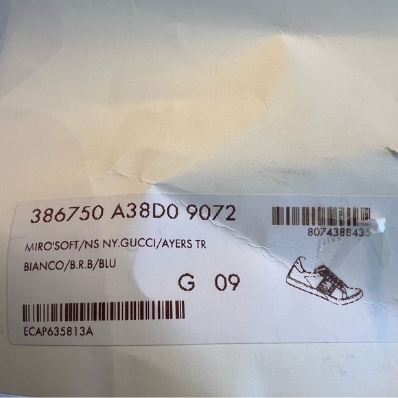 Gucci Ace Embroidered Low-Top Sneakers in White with Navy&Red - Men size US 9.5 - Picture 13 of 16